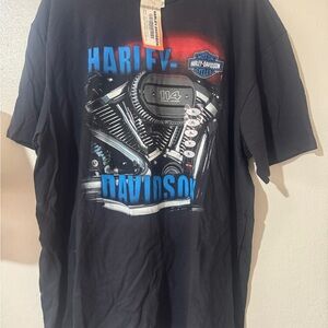 Harley-Davidson Black Tee with Blue Engine Design